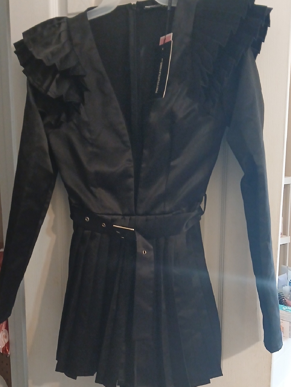Black Pleated  Women's Playsuit